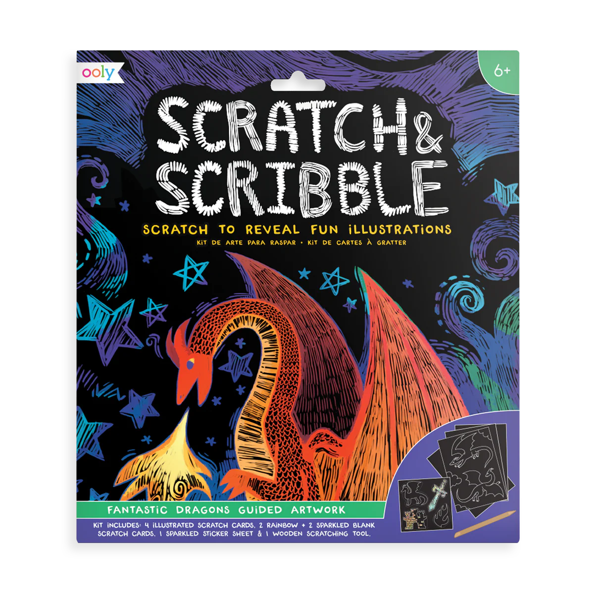 Ooly Scratch & Scribble: Fantastic Dragons Scratch Art Kit