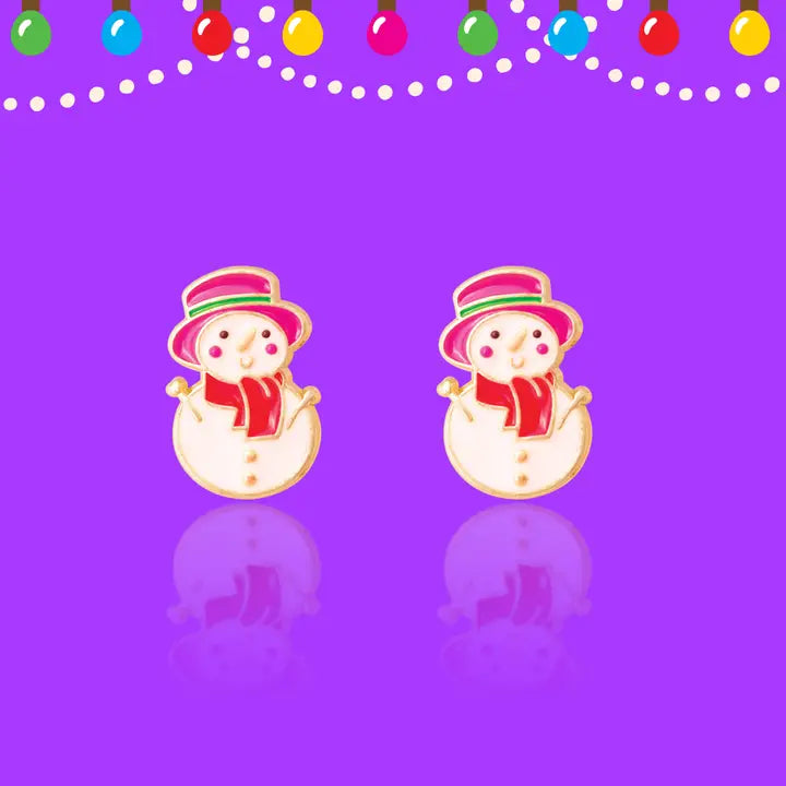 Girl Nation: Snowman Wonderland Cutie Stud Holiday Hypoallergenic Earrings