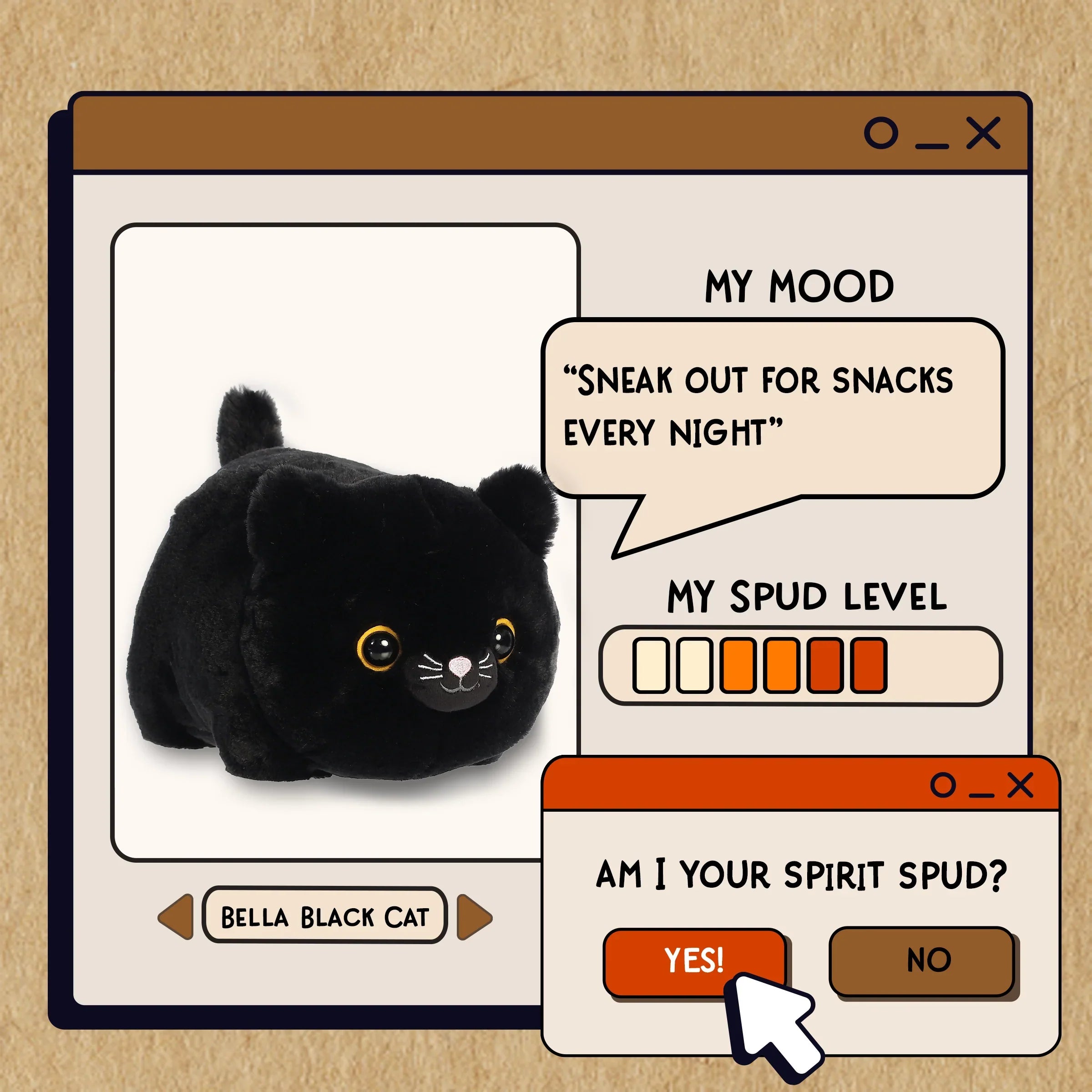 Aurora Plush Spudsters 10 Inch Bella Black Cat Plush Toy