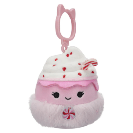 Squishmallow 3.5 Inch Ethel the Peppermint Latte Christmas Plush Clip - Owl & Goose Gifts