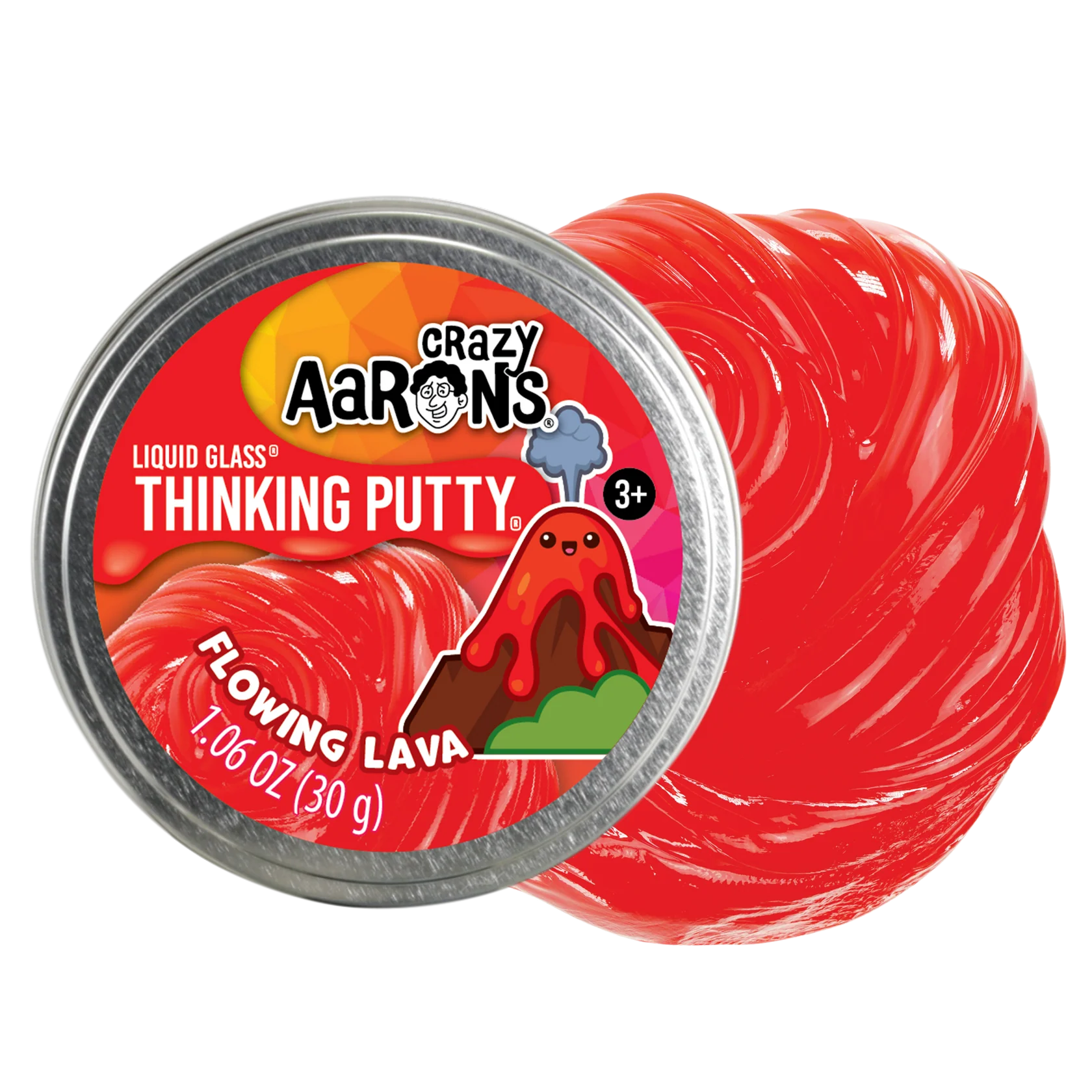 Crazy Aarons Flowing Lava Liquid Glass Medium 2.75 Inch Thinking Putty Tin
