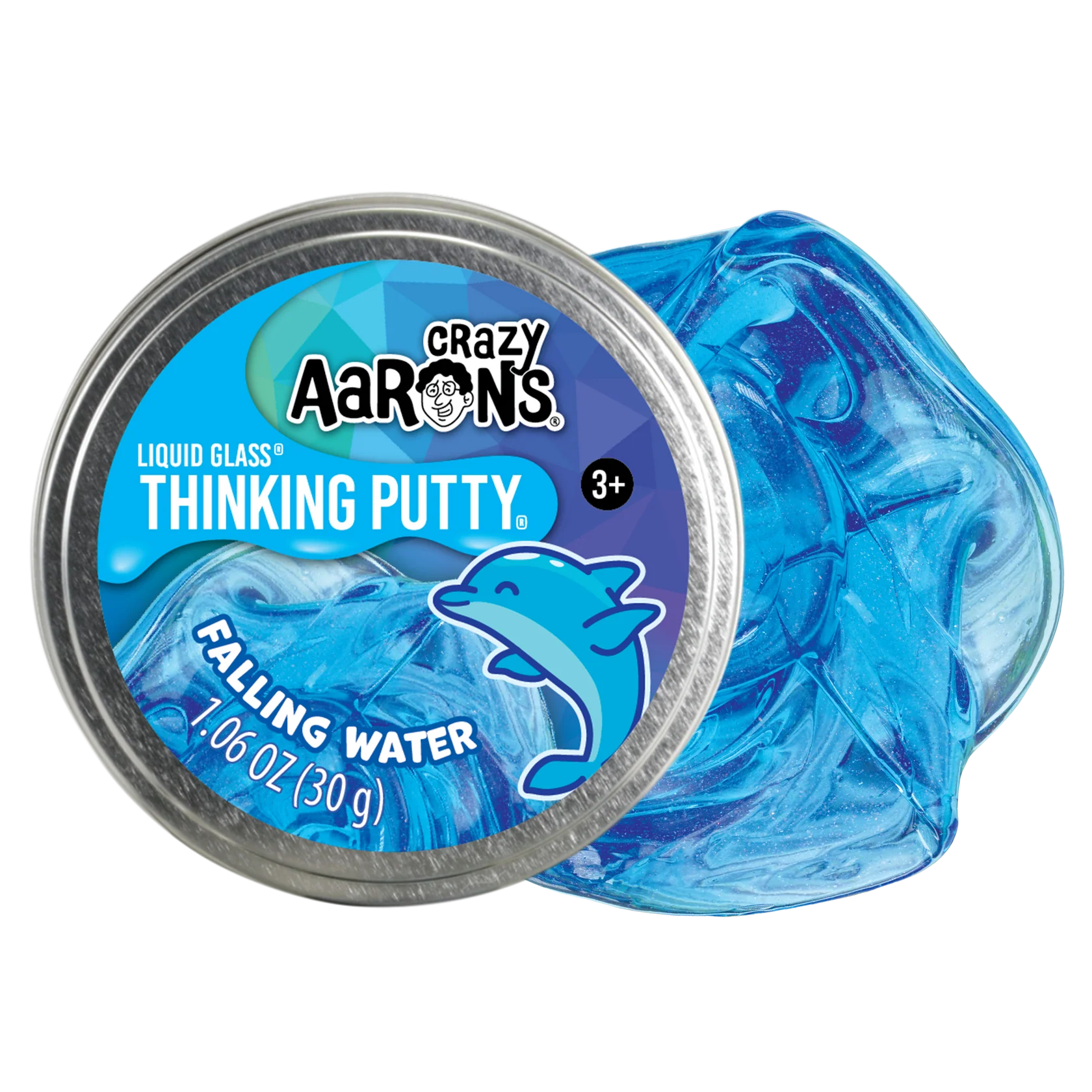 Crazy Aarons Falling Water Liquid Glass Medium 2.75 Inch Thinking Putty Tin