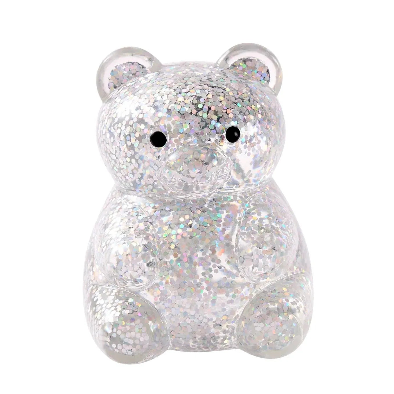 J'adore 2.5 Inch Squeezy Bear Squishy Fidget Sensory Toy - SILVER