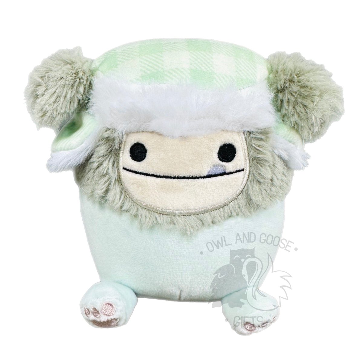 Squishmallow 5 Inch Evita the Gray Bigfoot with Hat Christmas Plush Toy - Owl & Goose Gifts