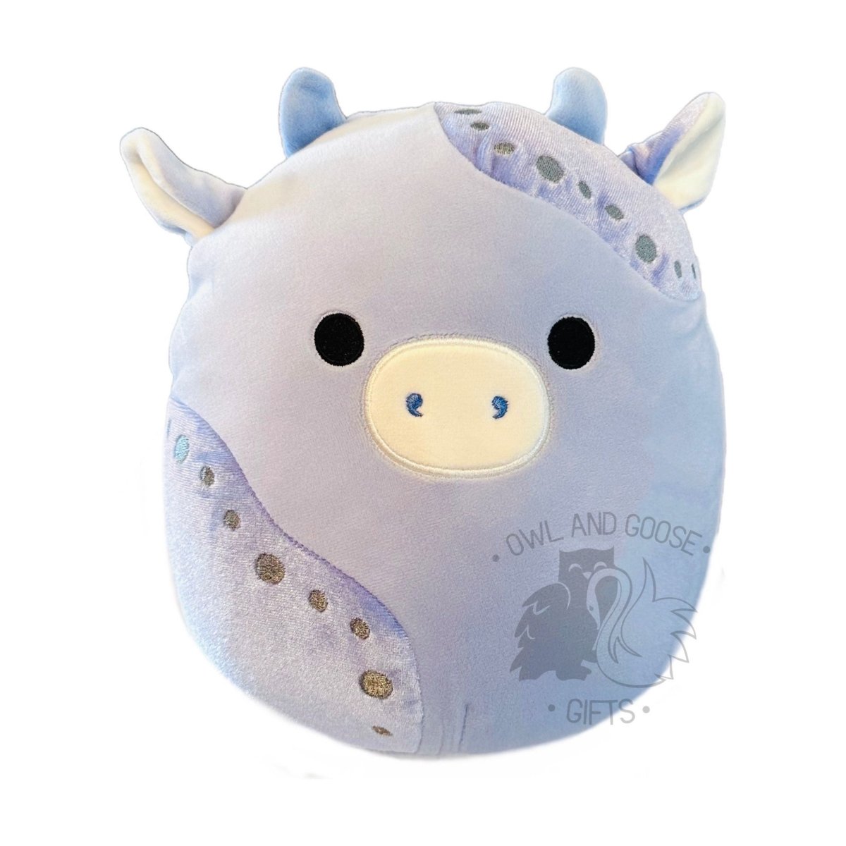 Squishmallow 5 Inch Marizo the Cow Velvet Squad Plush Toy - Owl & Goose Gifts
