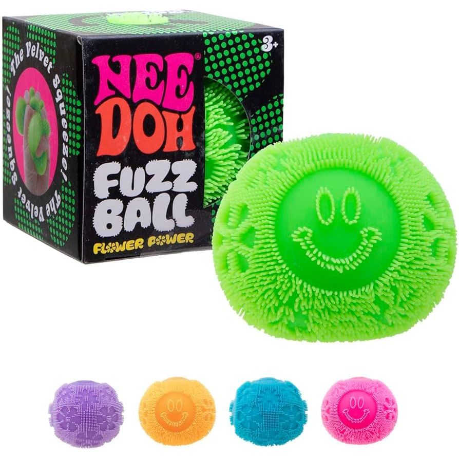 Nee Doh Flower Power Fuzz Ball 2.5 Inch Squish Ball Fidget Toy