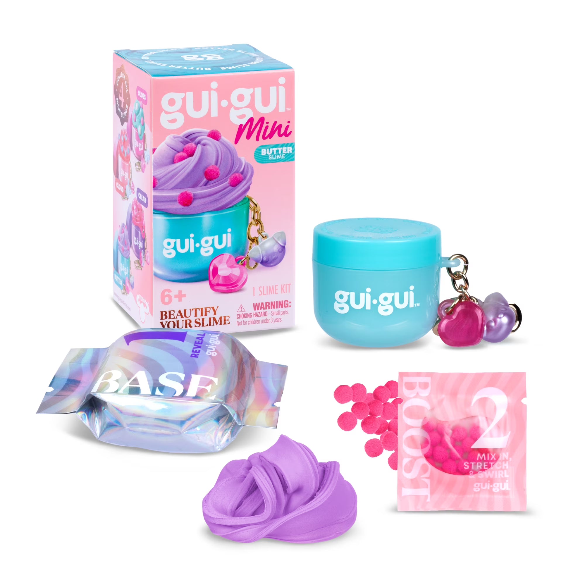 Gui Gui Mini Slime Jar Keychain - 4 Different Mini Sensory Slimes to Collect