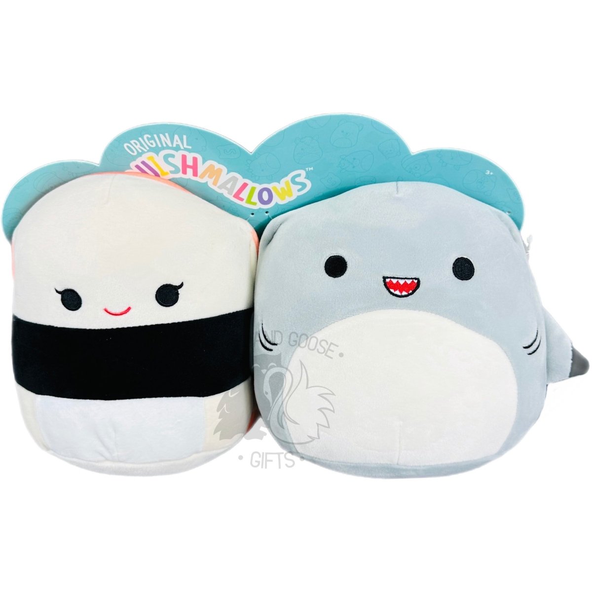 Squishmallow 8 Inch Solenn the Sushi and Gordon the Shark Perfect Pair Plush Toy - Owl & Goose Gifts