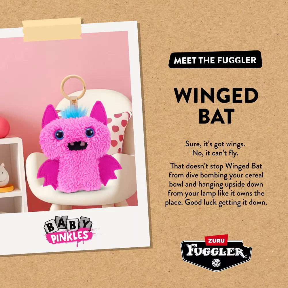 Zuru Fugglers Baby Pinkles 3.5 Inch Plush Keyring - Winged Bat