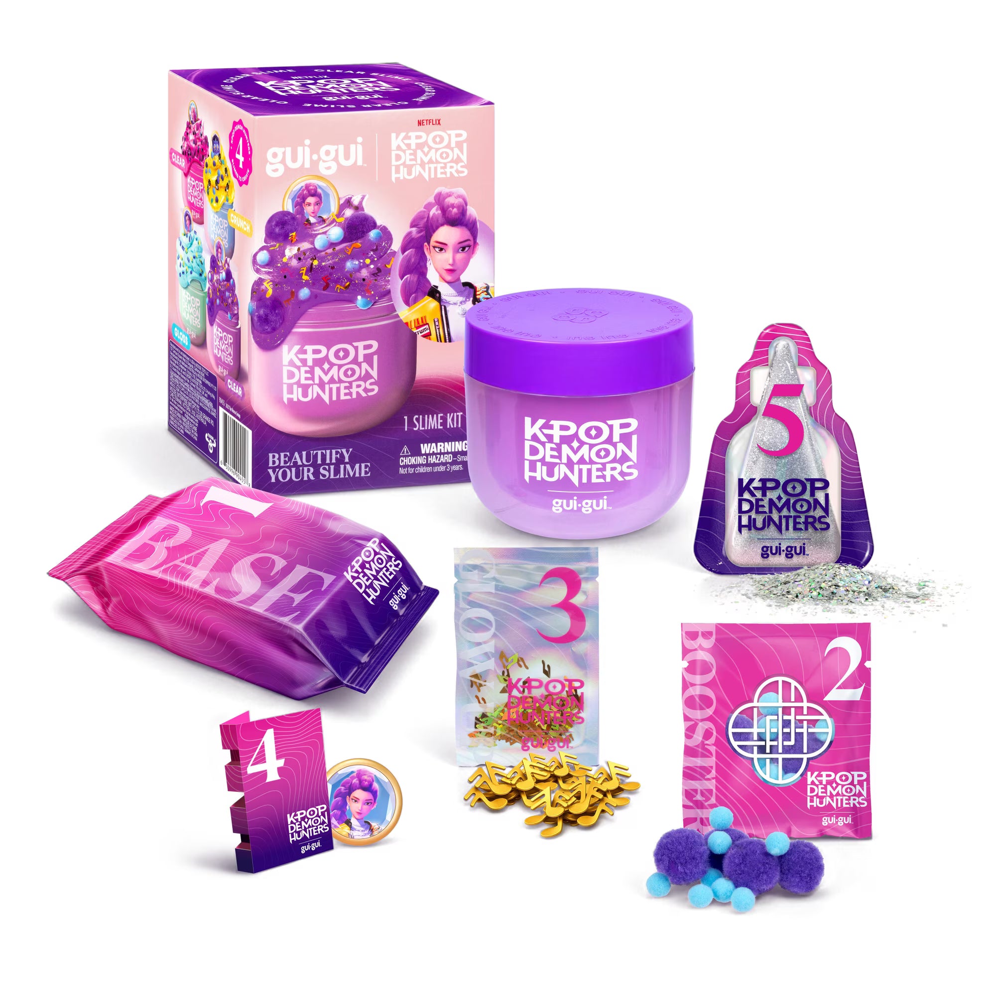 Gui Gui K-Pop Demon Hunters Slime Kit Single Jar - Rumi Clear Slime Purple