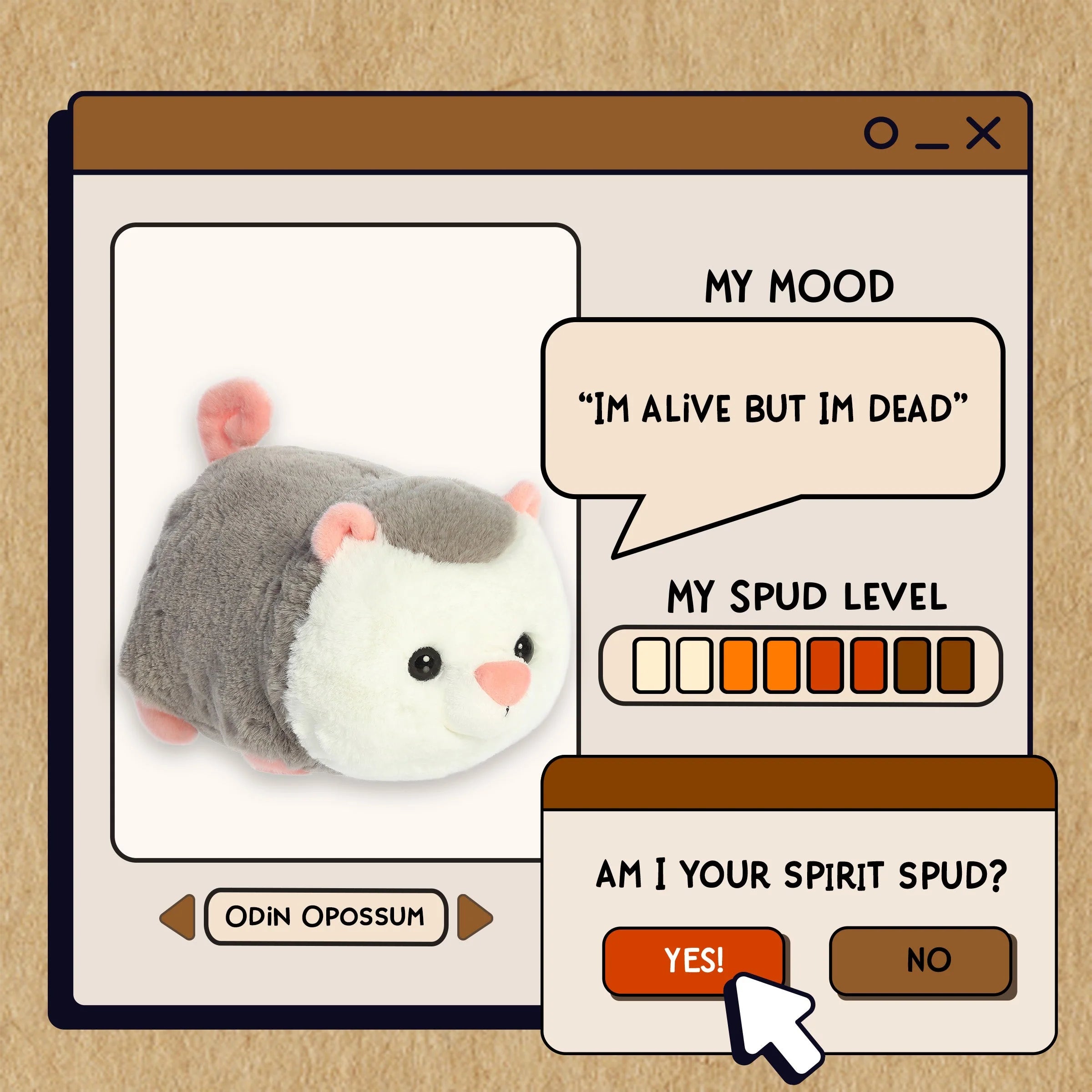 Aurora Plush Spudsters 10 Inch Odin Opossum Plush Toy