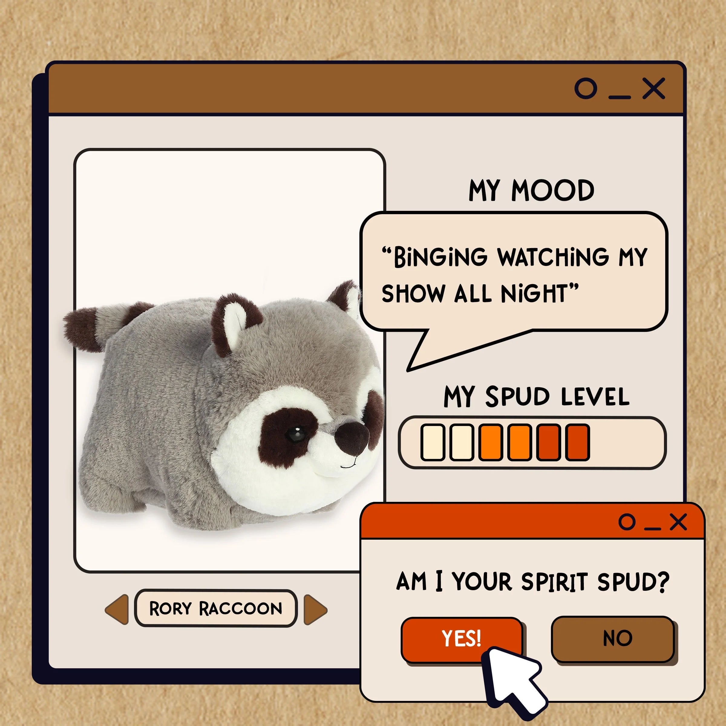 Aurora Plush Spudsters 10 Inch Rory Raccoon Plush Toy