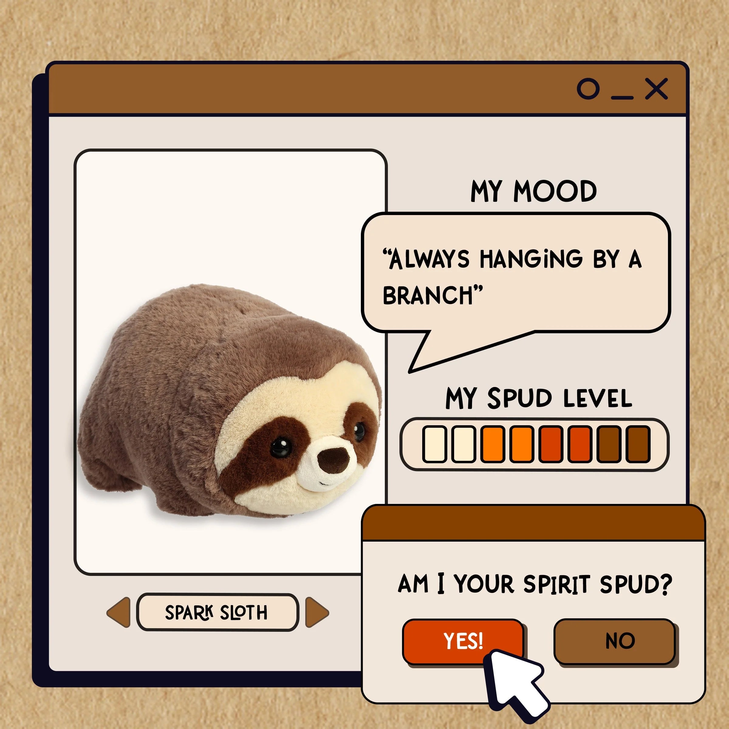 Aurora Plush Spudsters 10 Inch Spark Sloth Plush Toy