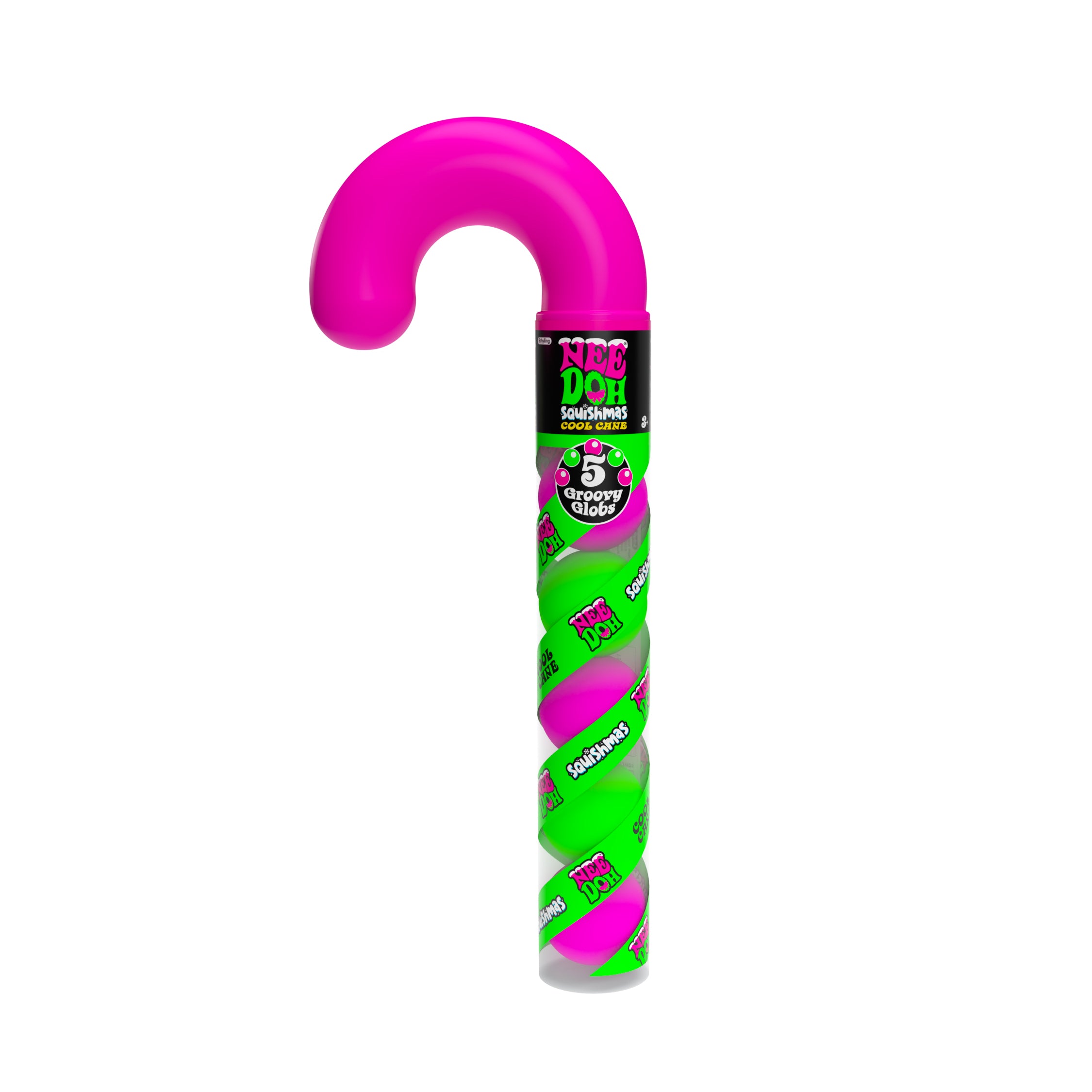 Nee Doh Teenie Cool Candy Cane 1.5 Inch Squish Ball Fidget Toy - Set of 5