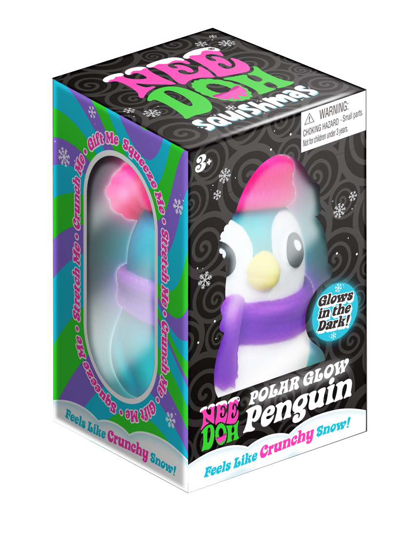 Nee Doh Polar Glow Penguin 3 Inch Squish Ball Fidget Toy