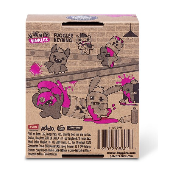 Zuru Fugglers Baby Pinkles 3.5 Inch Plush Keyring - Wide Eyed Weirdo