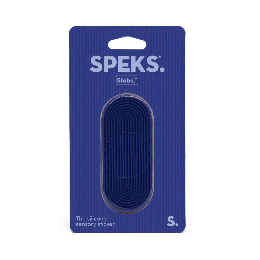 Speks Slabs Silicone Sensory Sticker - Groove Tab Dark Blue