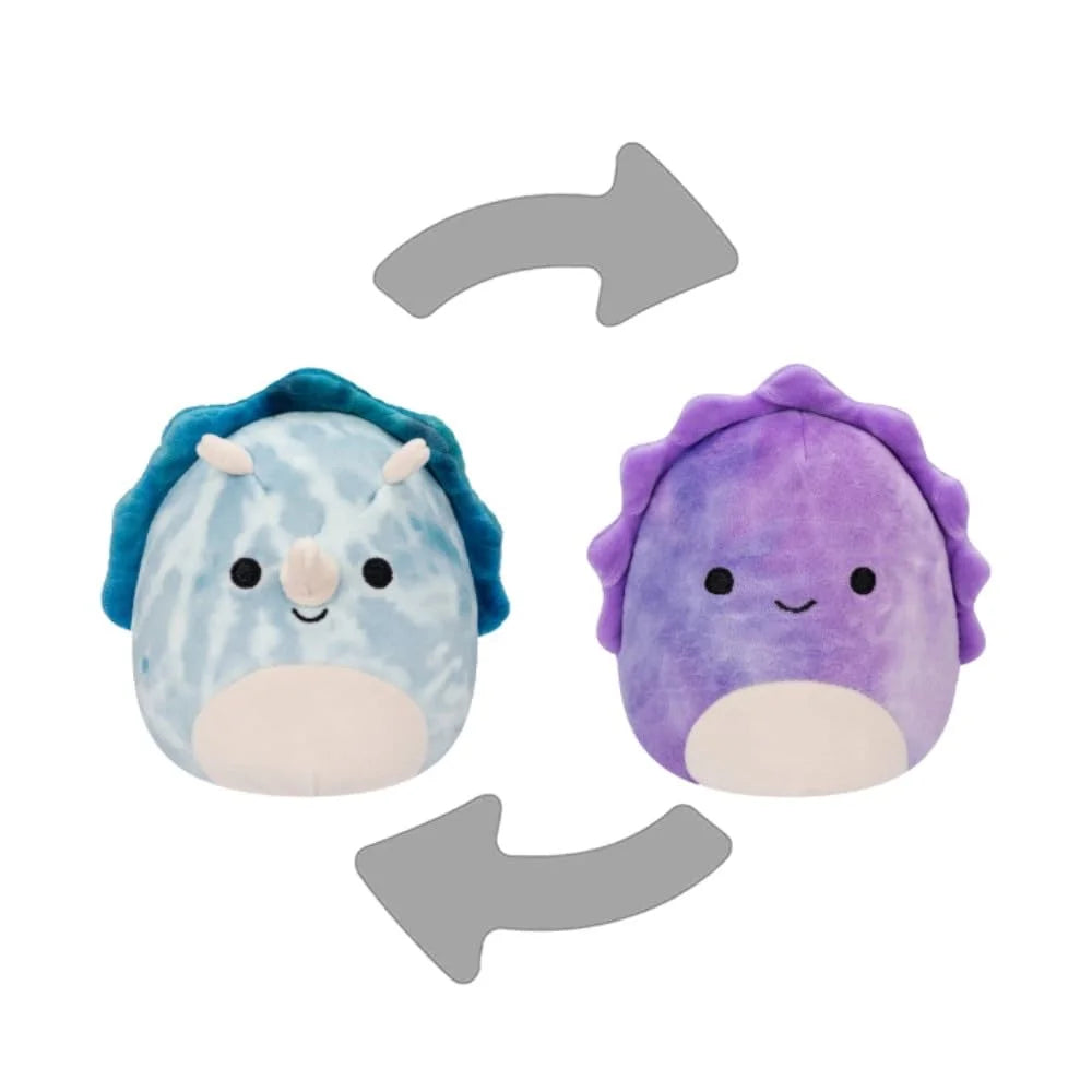Squishmallow 5 Inch Jerome the Blue Dinosaur and Delilah the Purple Dinosaur Flip a Mallow Plush Toy