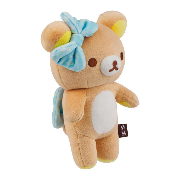 San-X Rilakkuma 8 Inch HappyForYou Mochi Plush Toy - BLUE BOW