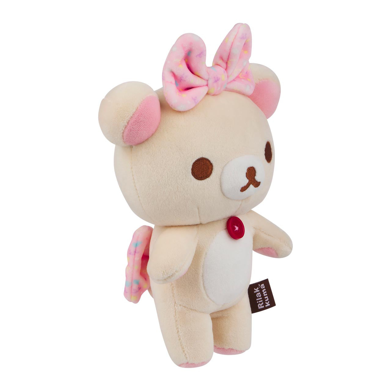 San-X Rilakkuma and Friends 8 Inch Korilakkuma HappyForYou Mochi Plush Toy - PINK BOW