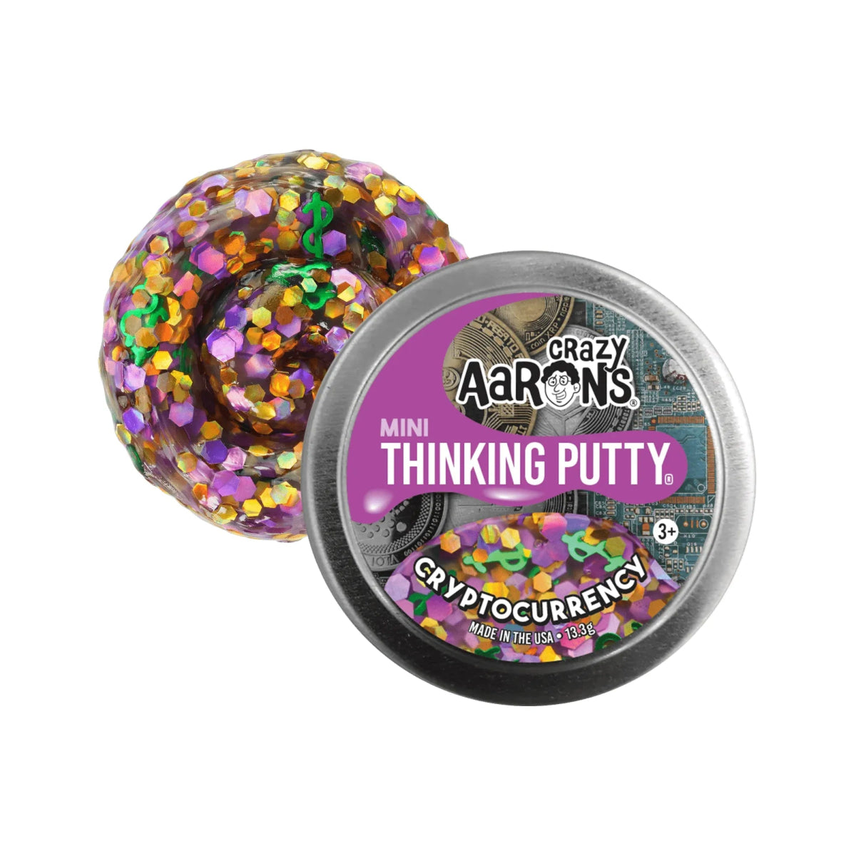 Crazy Aarons Cryptocurrency Mini 2 Inch Thinking Putty Tin - Owl & Goose Gifts