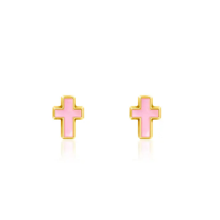 Girl Nation: Pink Cross Cutie Stud Hypoallergenic Earrings