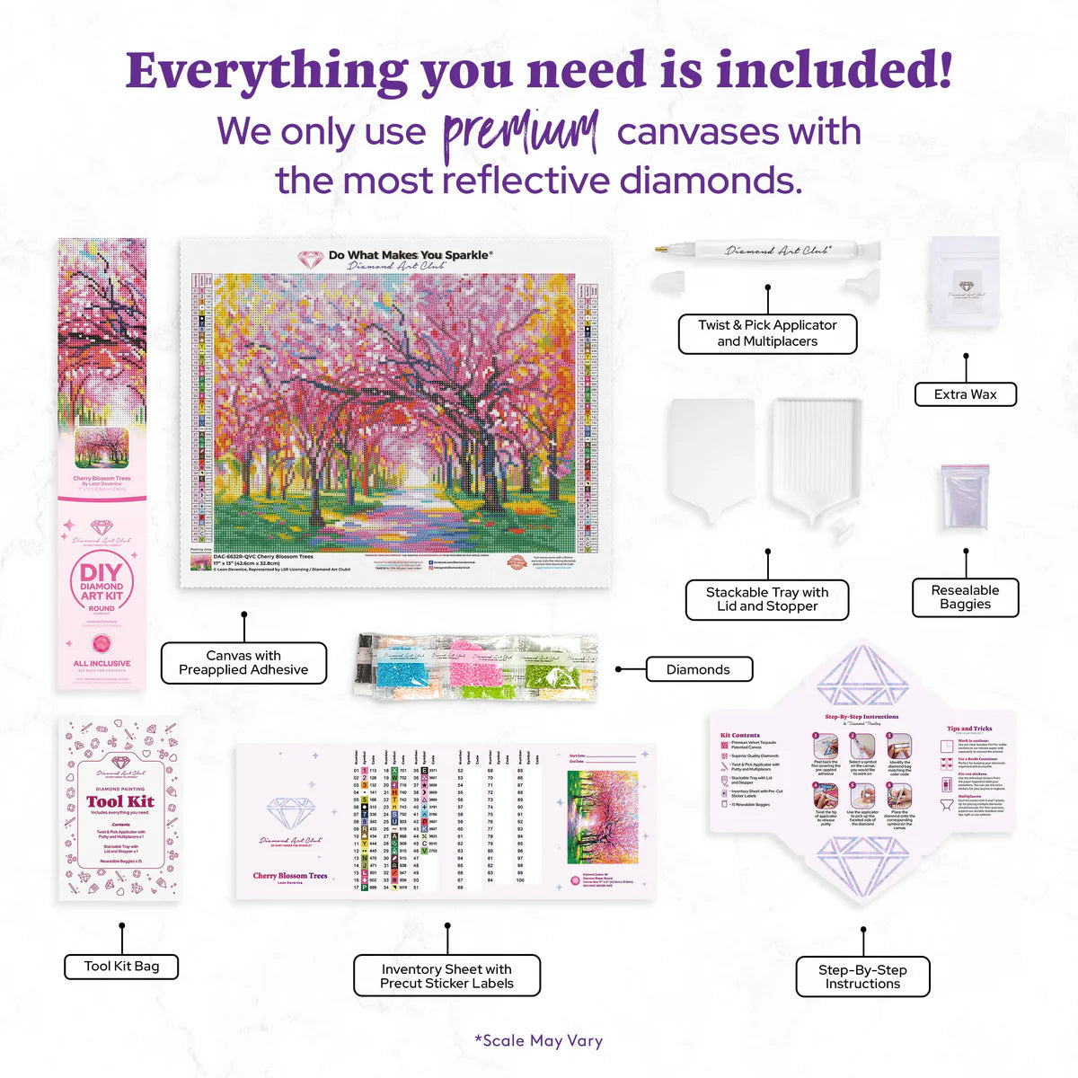 Diamond Art Club Cherry Blossom Trees Diamond Painting Kit