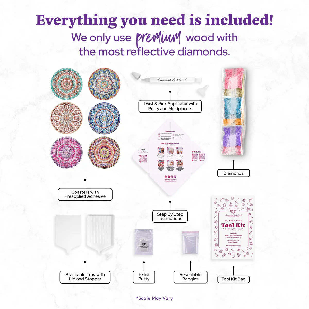 Diamond Art Club Coasters - Mandalas 1 Diamond Painting Kit