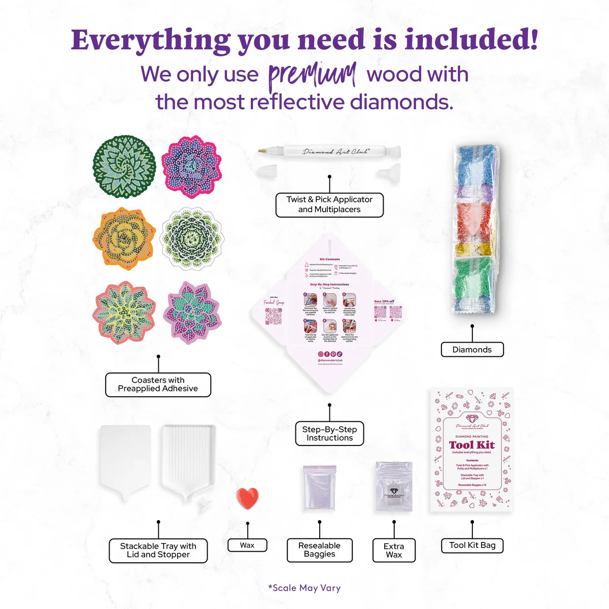 Diamond Art Club Coasters - Succulents Diamond Painting Kit