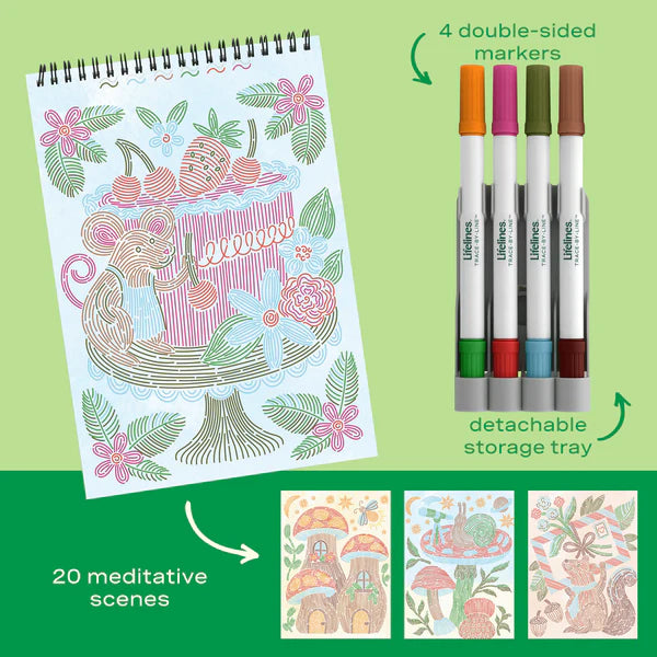 Lifelines FlowArt Trace-By-Line - Woodland Whimsy - Meditative Art