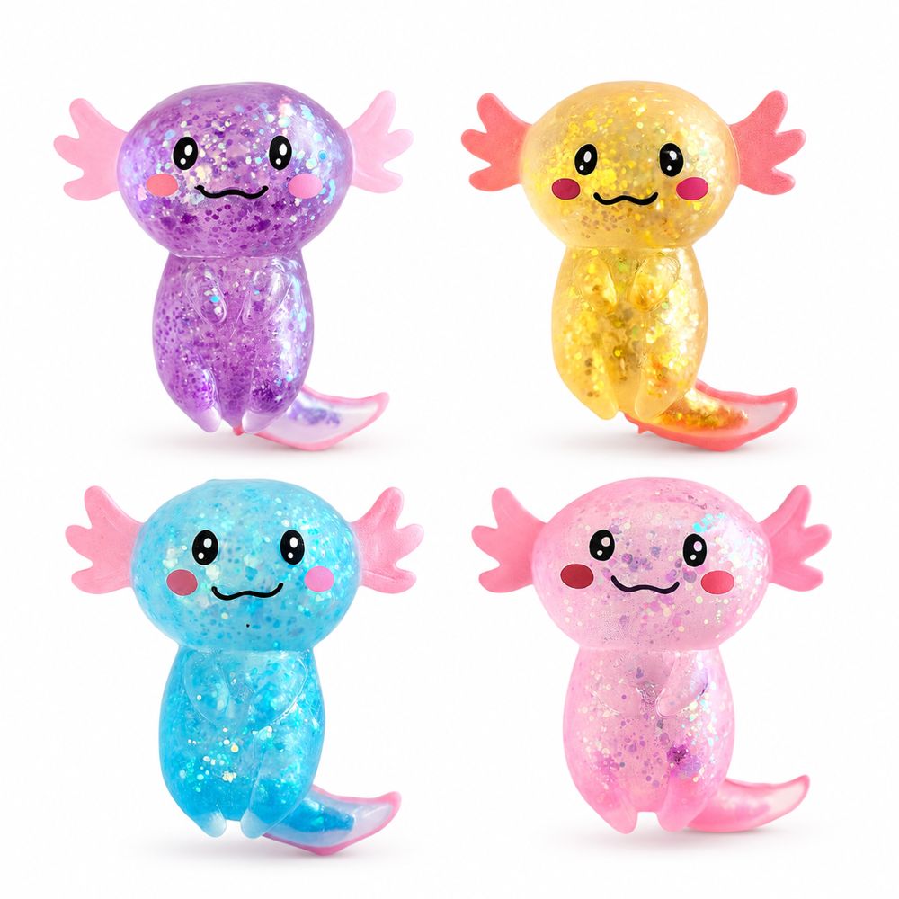 Keycraft 3 Inch Sparkly Axolotl Maltose Squishy Sensory Toy - Assorted