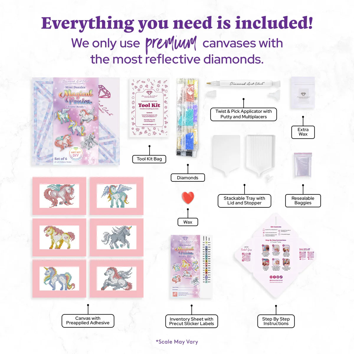 Diamond Art Club Mini Dazzles - Magical Ponies Diamond Painting Kit