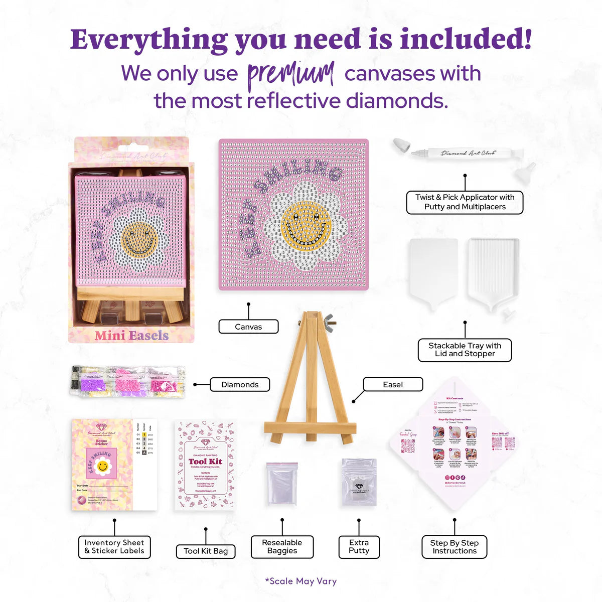 Diamond Art Club Mini Easels - Keep Smiling Diamond Painting Kit