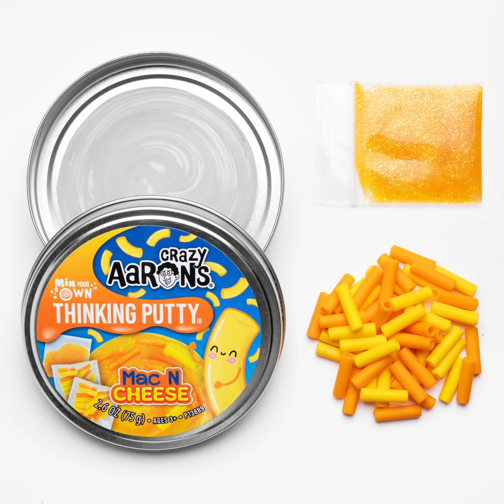 Crazy Aarons Mac & Cheese Mix It Full Size 4 Inch Thinking Putty Tin
