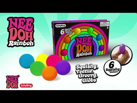 Nee Doh Teenie Rainboh 1.5 Inch Squish Ball Fidget Toy - Set of 6