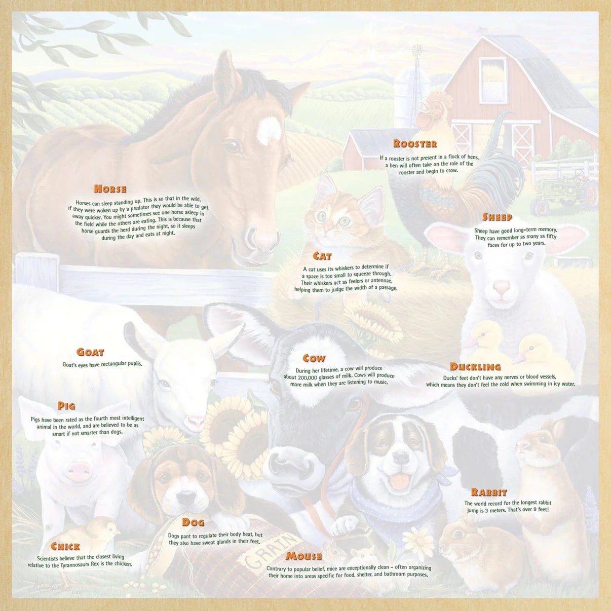 MasterPieces Farm Friends Fun Facts 48 Piece Wood Jigsaw Puzzle