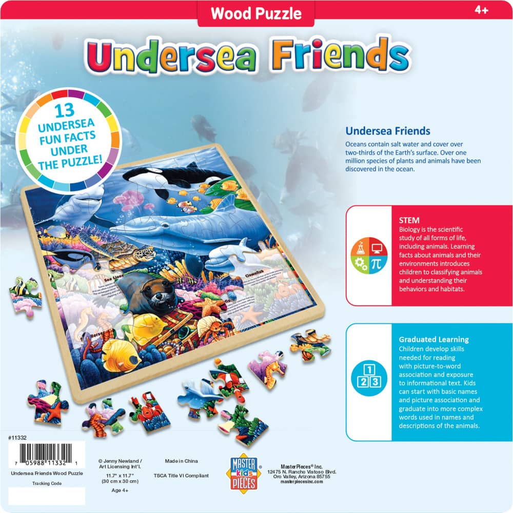 MasterPieces Undersea Friends Fun Facts 48 Piece Wood Jigsaw Puzzle