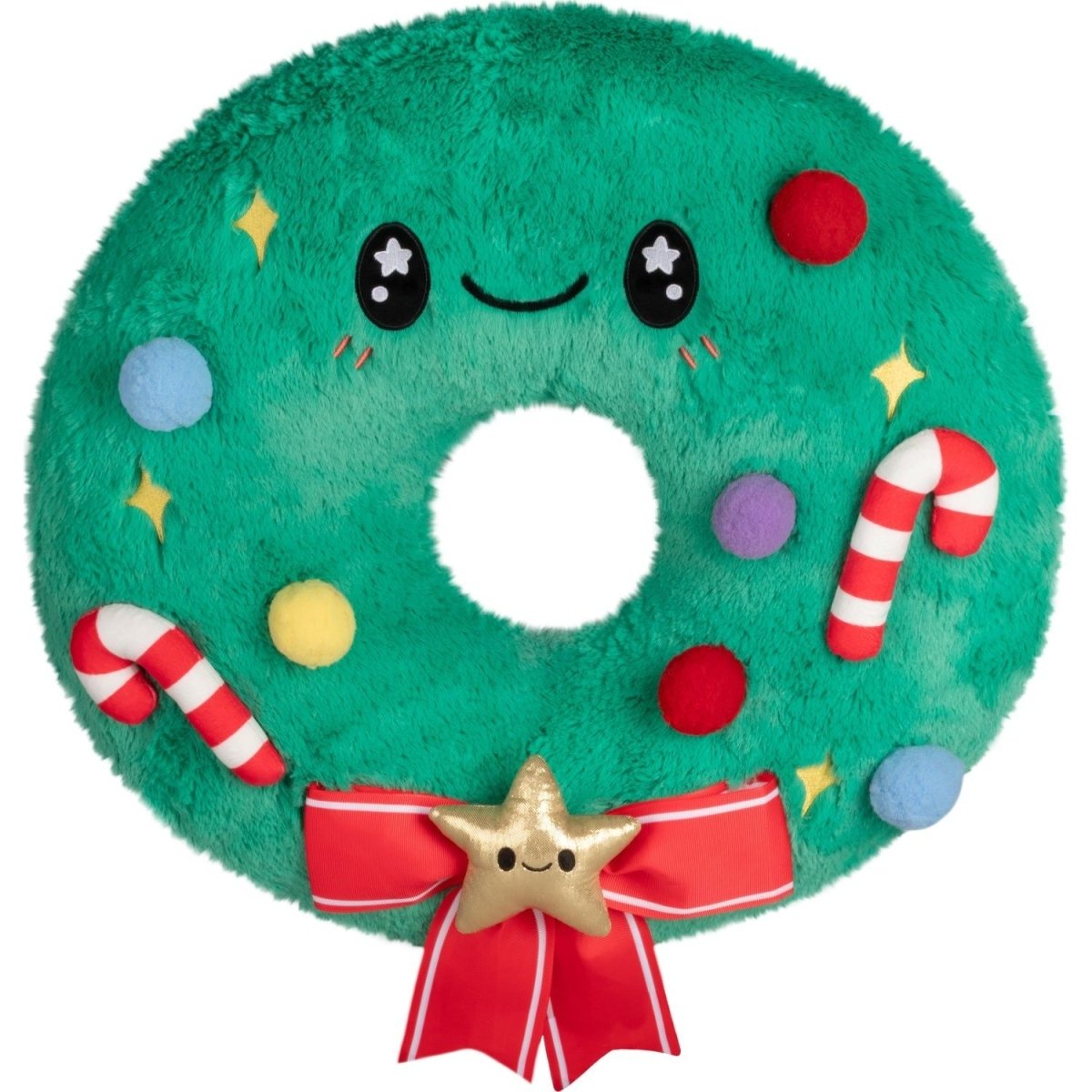 Squishable 18 Inch Christmas Wreath with Red Bow Plush Toy - Owl & Goose Gifts