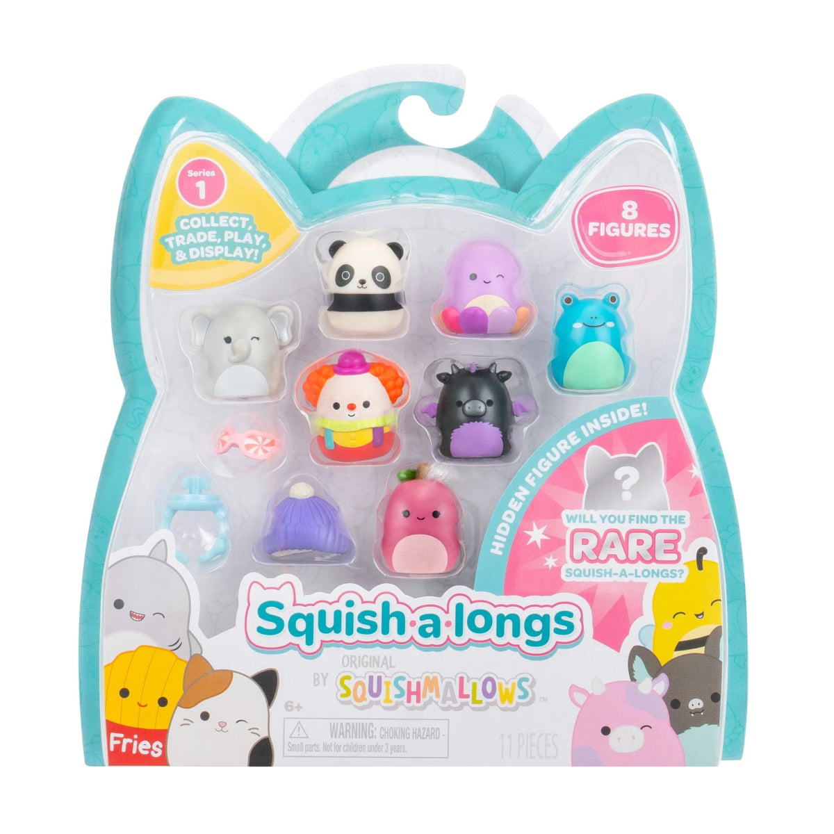 Squishmallow Squishalongs 8 Pack - Squad 1 - Beula, Ludwig, Stanley, Bimbi, Dent, Cherry, Cherish, Mystery Figure - Owl & Goose Gifts
