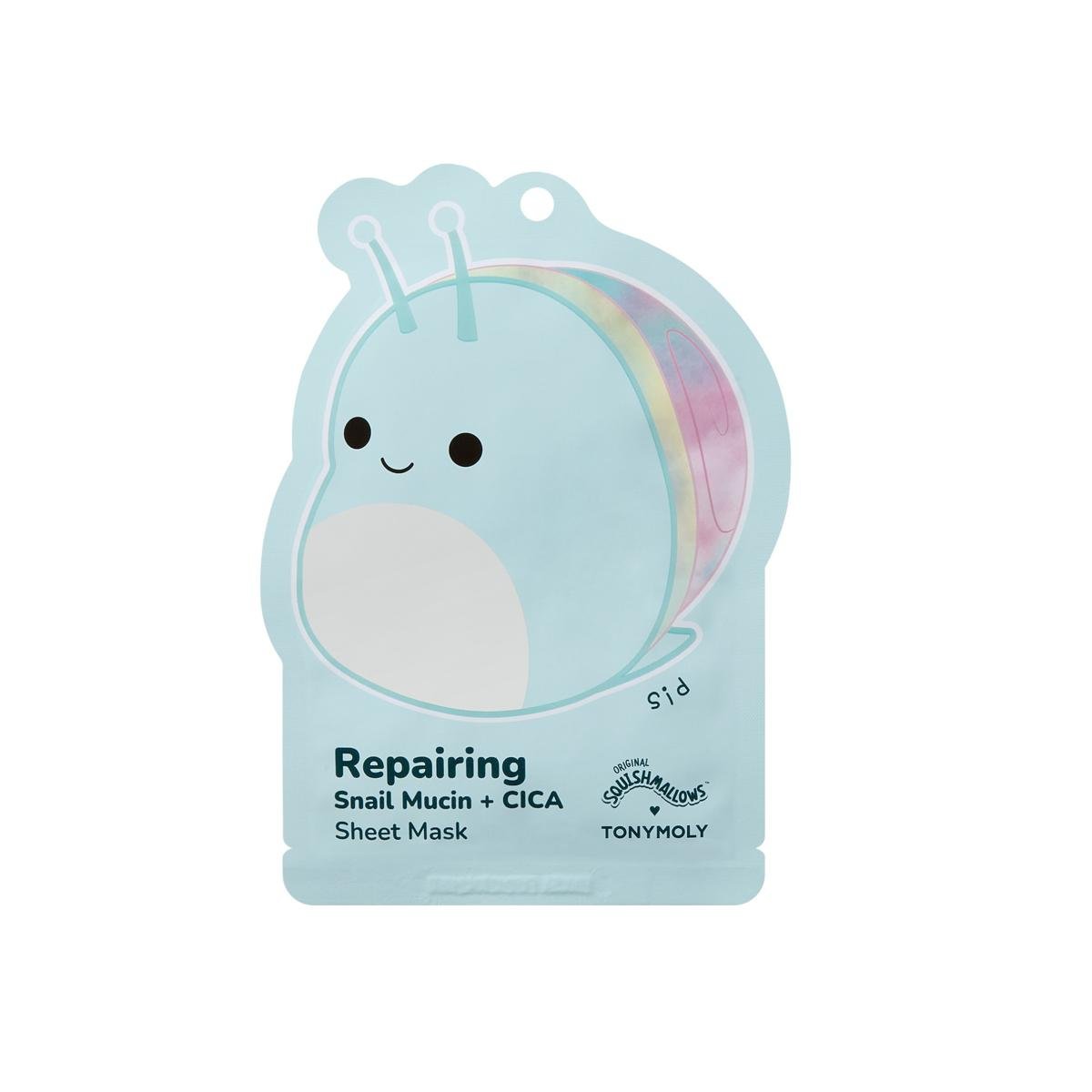 Squishmallow X TONYMOLY Sid's Repairing Snail Mucin + CICA Sheet Mask - Owl & Goose Gifts