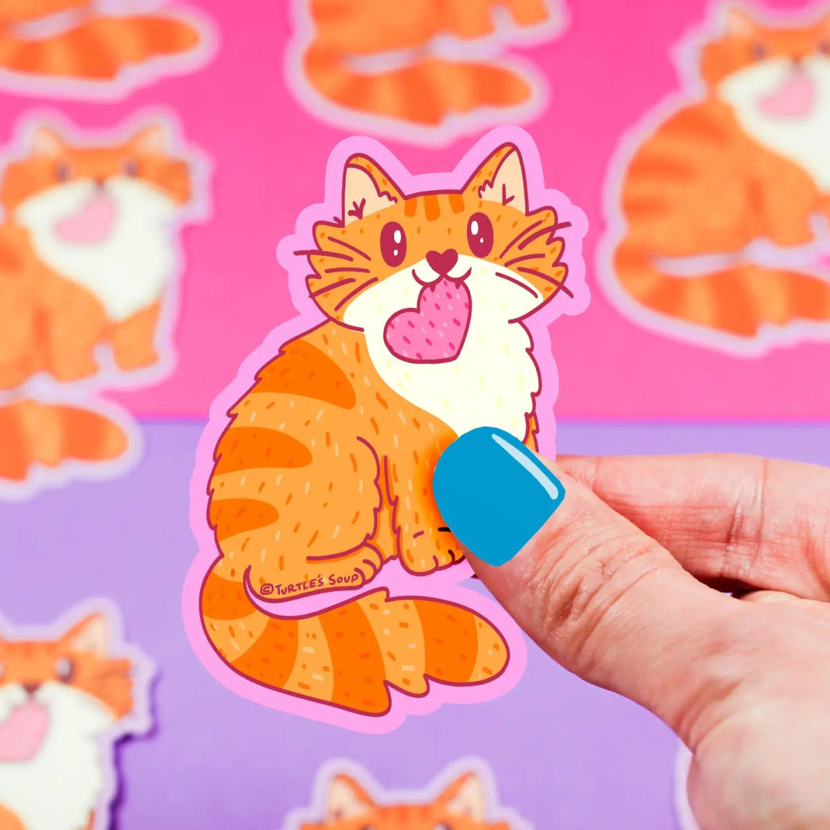 Turtle's Soup Orange Tabby Cat Love Valentine Vinyl Sticker - Owl & Goose Gifts