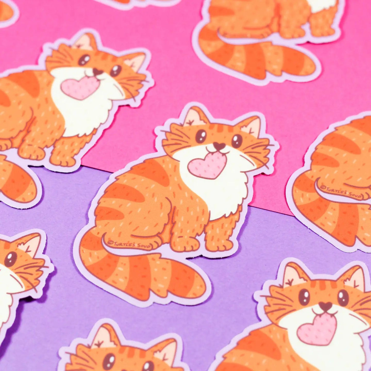 Turtle's Soup Orange Tabby Cat Love Valentine Vinyl Sticker - Owl & Goose Gifts