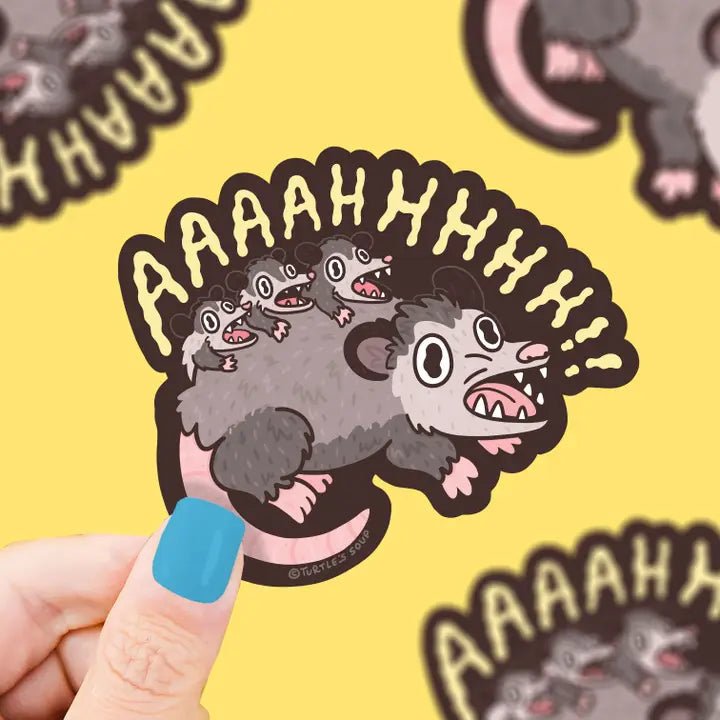 Turtle's Soup Screaming Opossum Vinyl Sticker - Owl & Goose Gifts