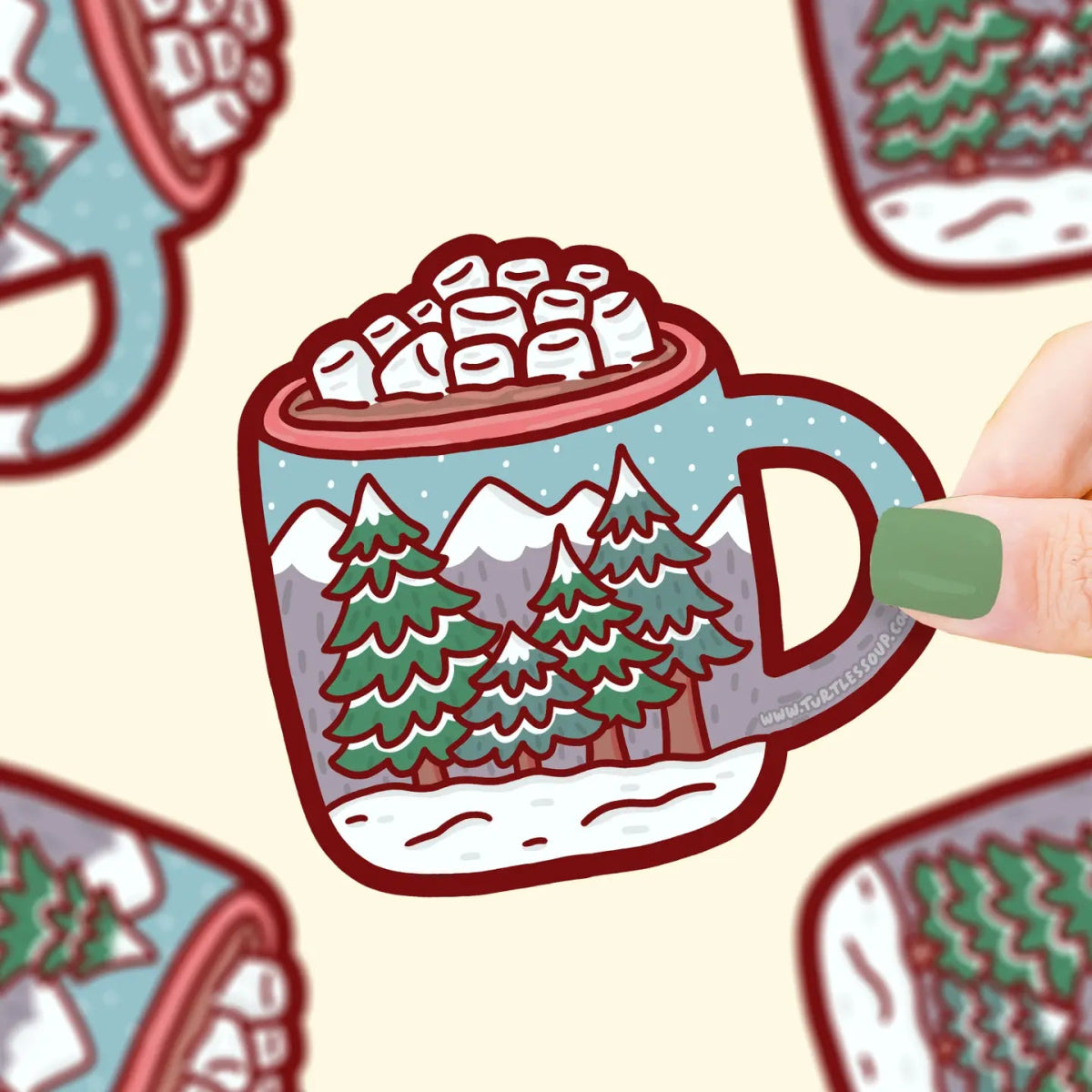 Turtle's Soup Hot Cocoa Forest Holiday Vinyl Sticker - Owl & Goose Gifts