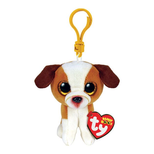 Ty Beanie Boos 3 Inch Hugo the Brown and White Dog Plush Clip - Owl & Goose Gifts