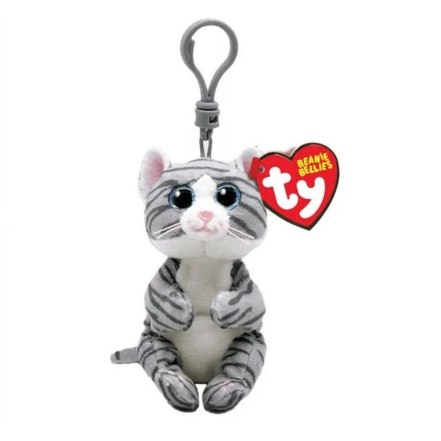 Ty Beanie Bellies 4 Inch Mitzi the Gray Cat Plush Clip - Owl & Goose Gifts