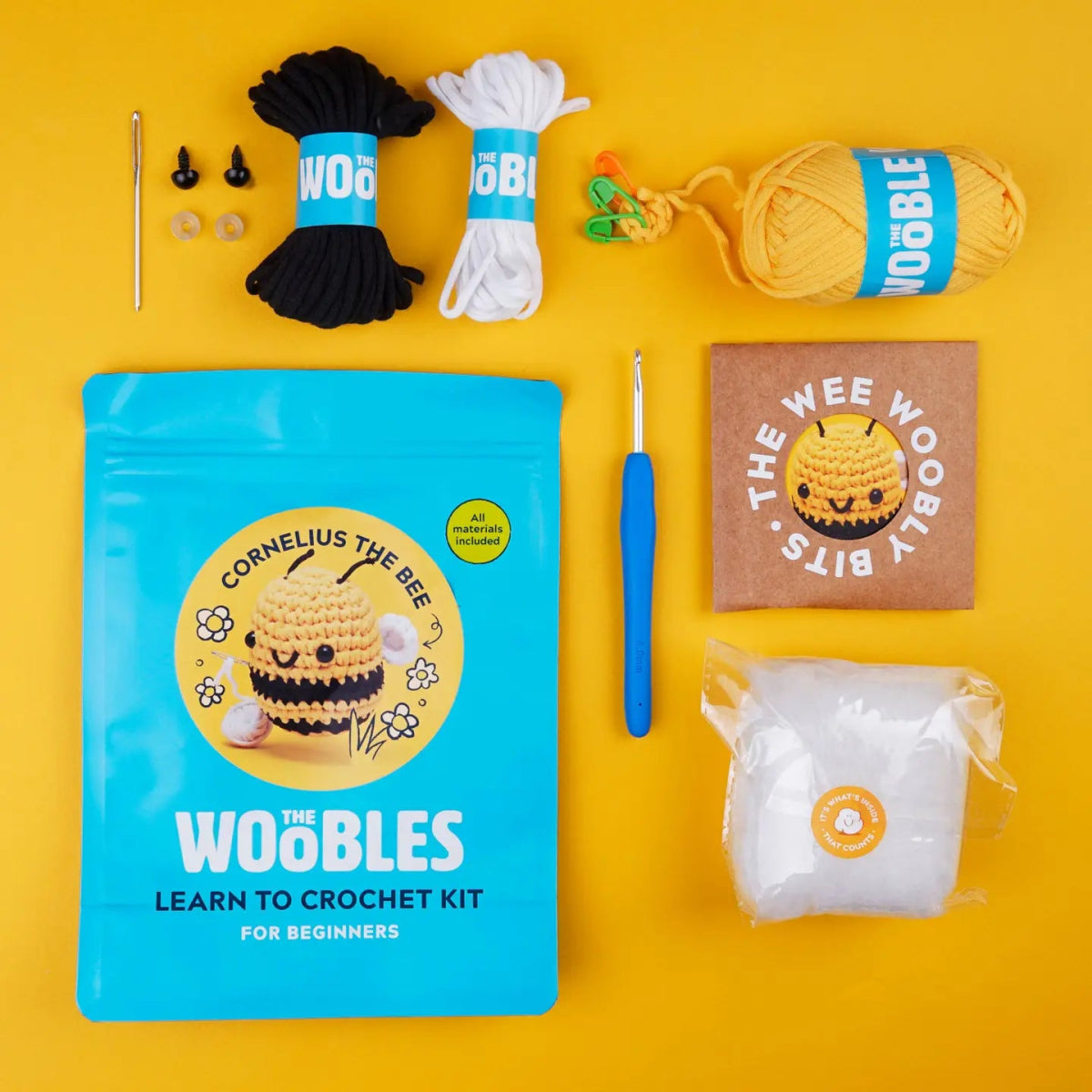 The Woobles Cornelius the Bee Beginner Crochet Kit - Owl & Goose Gifts