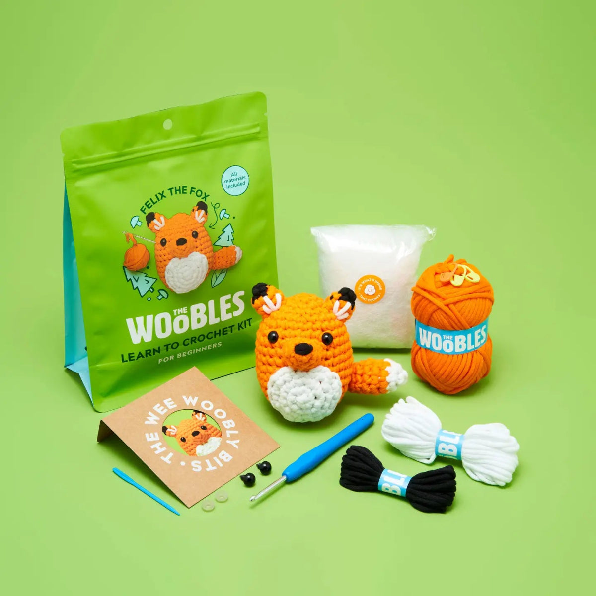 The Woobles Felix the Fox Beginner Crochet Kit - Owl & Goose Gifts