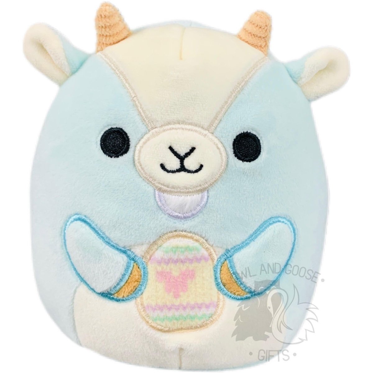 Squishmallow 5 Inch Domingo the Goat Holding Egg Easter Plush Toy - Owl & Goose Gifts