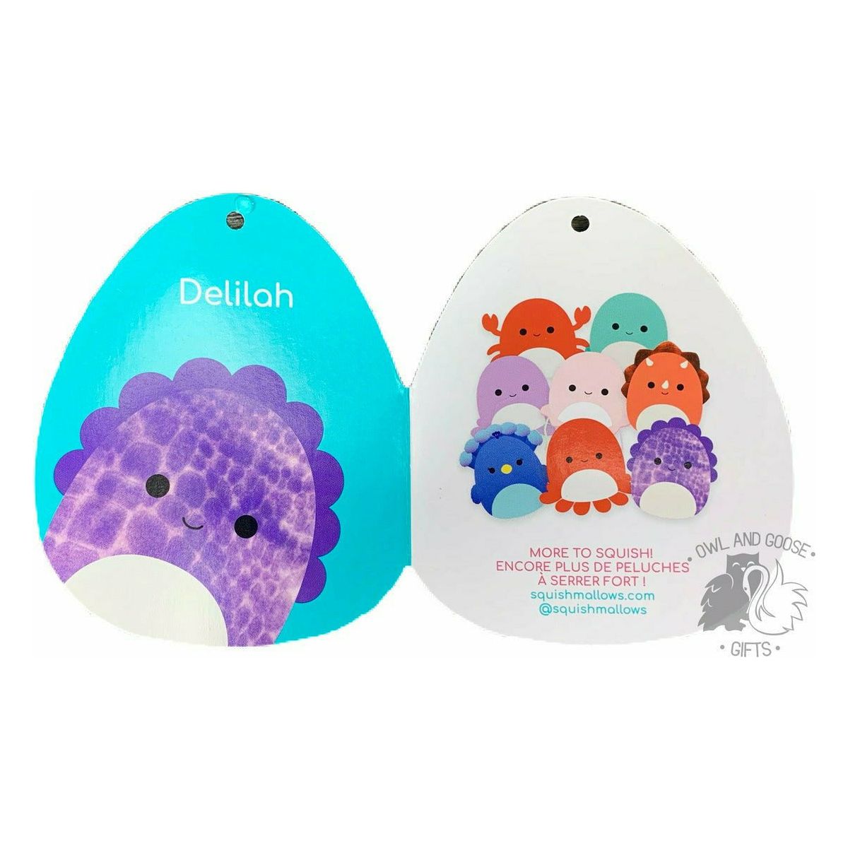 Squishmallow 8 Inch Delilah the Dinosaur Plush Toy - Owl & Goose Gifts